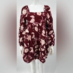 Charming Floral Kids Dress in Burgundy